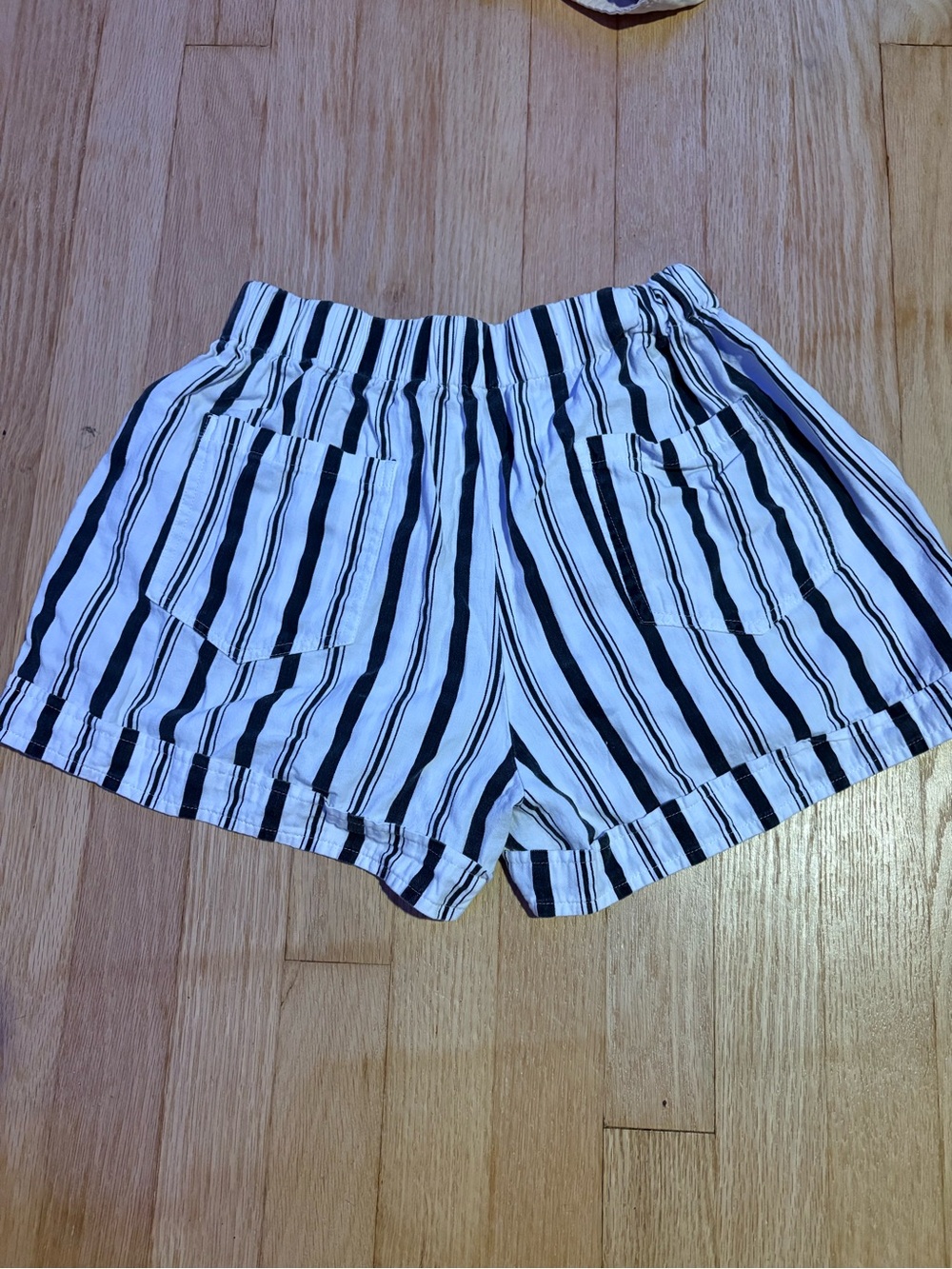 Striped Black and White Women’s Lounge Shorts - Picture 2 of 2